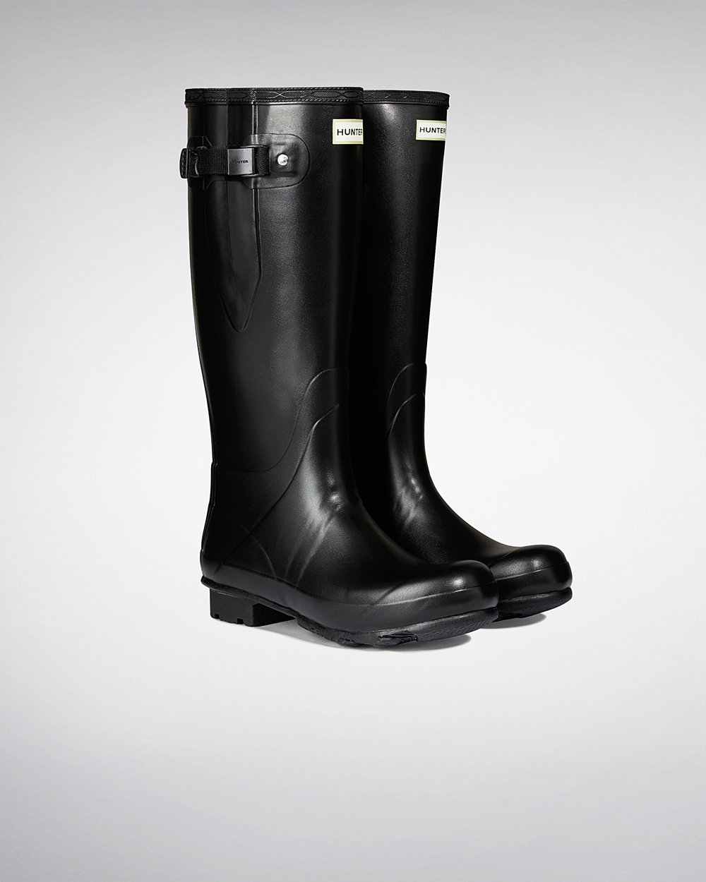 Mens Hunter Tall Rain Boots Black - Norris Field Side Adjustable Neoprene Lined - 3298170-FR